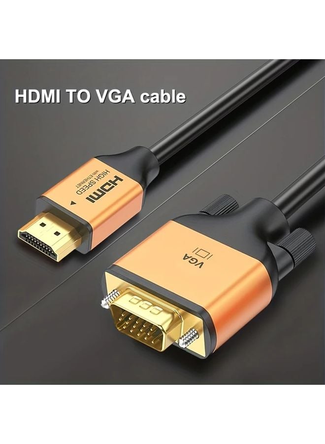 محول VGA أسود ذهبي 6 أقدام بدقة 1080p مع صوت للابتوب وكمبيوتر وجهاز عرض - Image 1